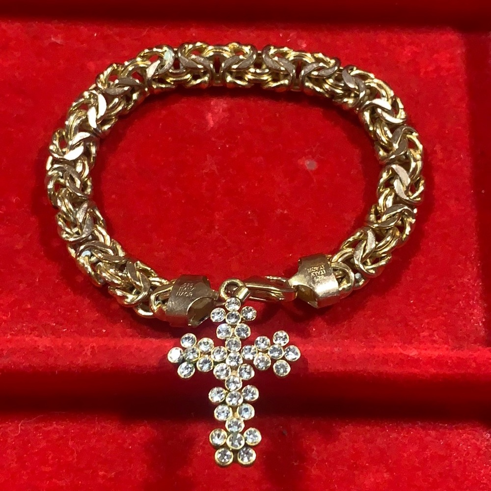 Stunning Gold over Sterling cross bracelet.